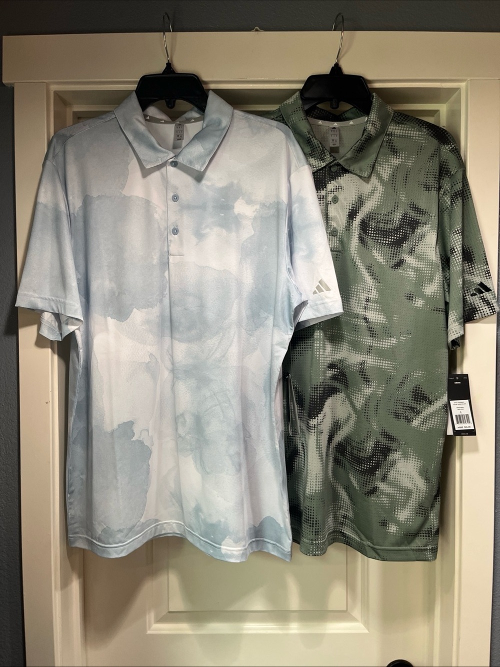 2 Mens Large Adidas Ultimate365 Mesh Golf Polo Shirt Cloud / Camo Print New Tag
